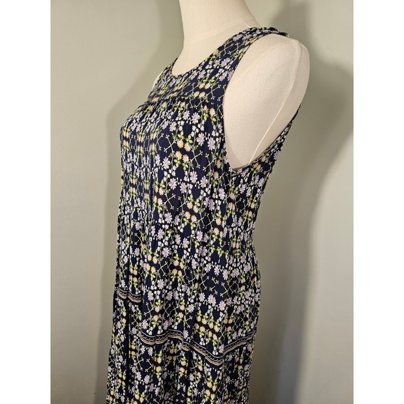 Max Studio Navy Blue Floral Tiered Sleeveless Maxi Dress Size Small - Picture 4 of 6